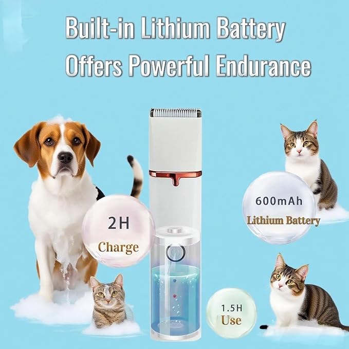 4 in 1 Pet Dog Cat Grooming Kit Dog Cat Nail Ear Paw Clipper Trimmer Pet Hair Grooming Clipper-Low Noise Rechargeable - Cordless Quiet Nail Grinder Trimming Hair Around Eyes and Ears (White)