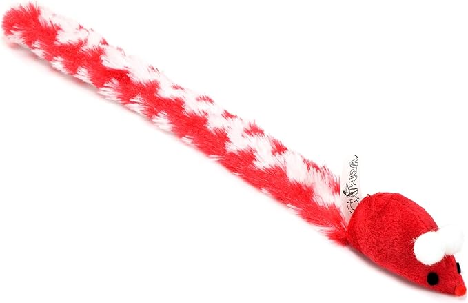 CHIWAVA 4 Packs 15 Inch Long Soft Plush Cat Toys Mice with Rattle Rustle Sound Small Mouse Activity Interactive Toy