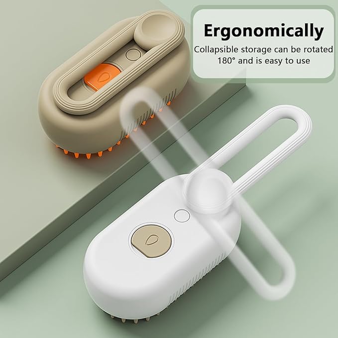 Cat Steam Brush, 3 in 1 Pet Steam Cats Brushes Rechargeable Anti-Static Grooming Brushe, Vibration Massage Cleaning Shedding & Combing Multifunctional Hair Removal Comb for Cats Dog (White)