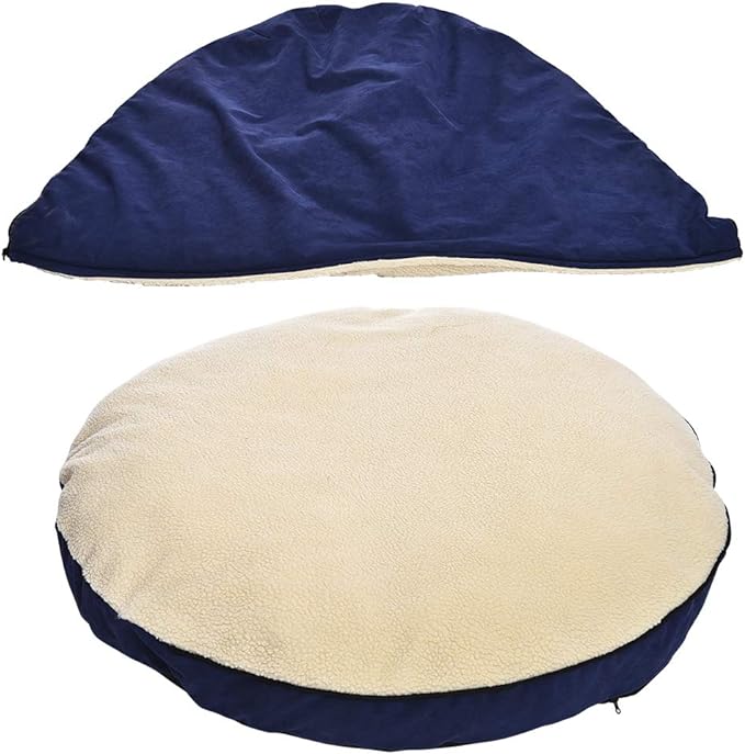 Amazon Basics Pet Cave Bed for Dog, With Removal Nesting Cave Cover, Fits up to 35lbs Pets, 30 x 30 x 12.5 inches, Blue