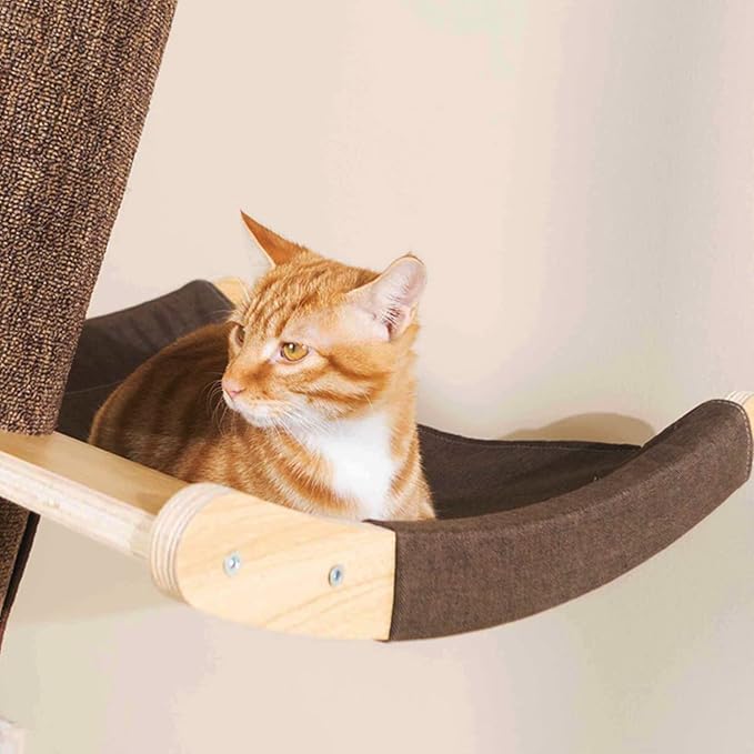 Modern 78.7“ Tall Leaning Wall Carpet Cat Tree Tower Scratching Post Pillar with Cat Bed Hammock Perch, Climbing Pole for Wall and Window(Carpet Cover)