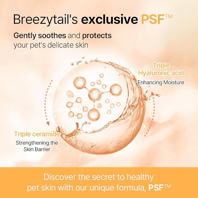 Breezytail PetO’Cera All-in-One Cat Shampoo and Conditioner | Hypoallergenic Cat Skin & Coat Care | Itch Relief, Moisturizing & Rejuvenating | Veterinarian Approved (10.1oz, 300ml) (Unscented)