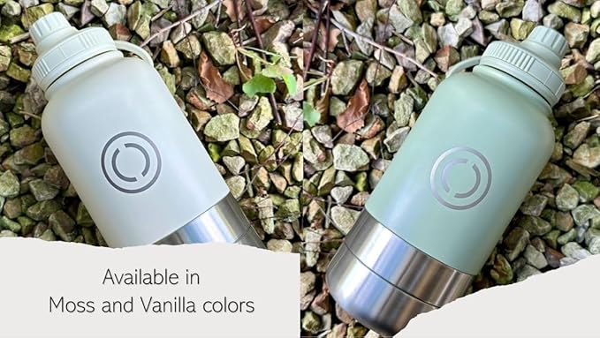 OSC Insulated Water Bottle with Detachable Travel Bowls for Pets & Humans - Leak-Proof 32oz Water Bottle for Dog Walking, Hiking, Camping, Gym & Outdoor Adventures (Moss, 32oz)