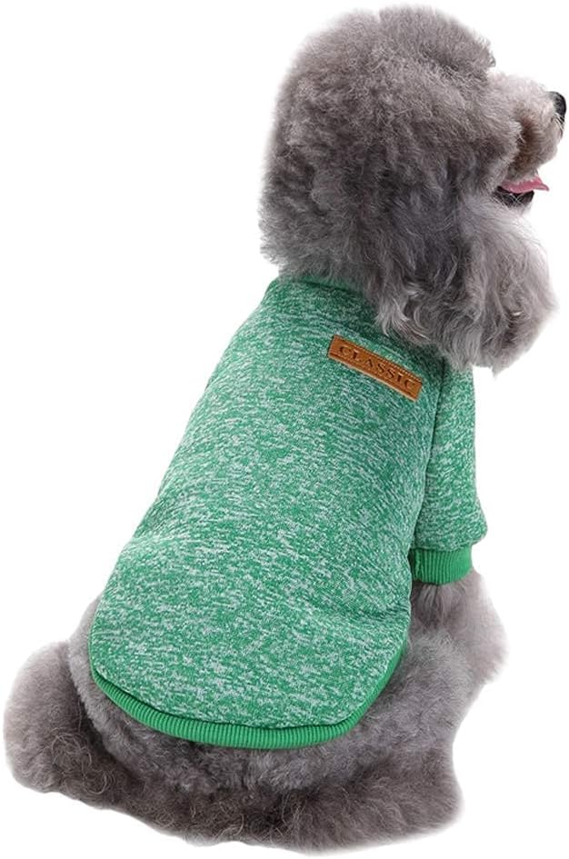 Jecikelon Dog Clothes Dogs Sweater Soft Puppies Clothing Winter Puppy Sweaters Warm Outfit for Dogs Small XXS XS Cat Apparel (Green, XL)