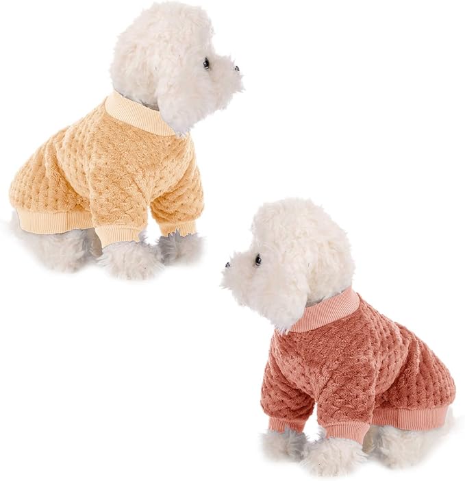 Dog Sweater, 2 or 3 Pack Dog Sweaters for Small Medium Dogs or Cat, Warm Soft Flannel Pet Clothes for Dogs Girl or Boy, Dog Shirt Coat Jacket (XX-Small, Grapefruit+Peach)
