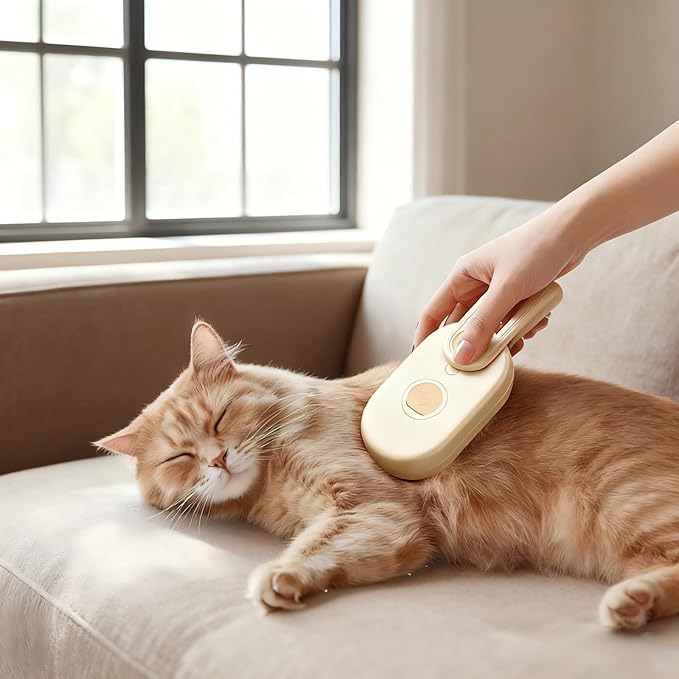 4 in 1 Cat steam brush, USB-Powered Pet Steam Brush for Dogs & Cats | Instant Fog Deshedding Tool, Reduces Shedding & Flyaway Hair | Gentle Grooming Brush for Dog & Cat Hair Loss Control (Orange)