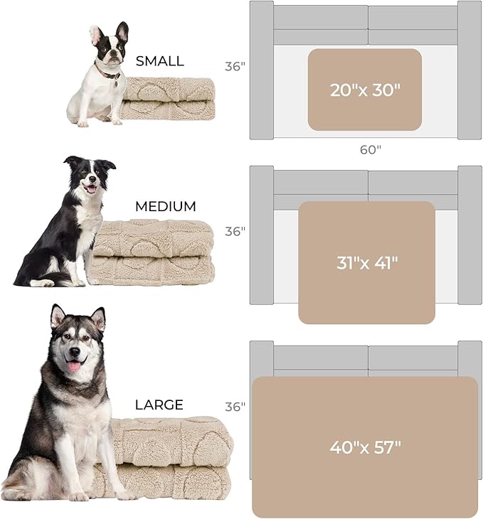 Luciphia Small Dog Blanket Washable Pet Bed Cover Soft Fluffy Puppy Blanket with Premium Fleece 300GSM Cozy Calming Cat Blankets for Indoor Cats Beige 57x40 inch