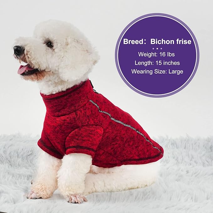 cyeollo Dog Coat Reflective Jacket Zipper up Fleece Lining Dog Clothing Thicker Sweaters Step in Winter Coat for Medium Dogs