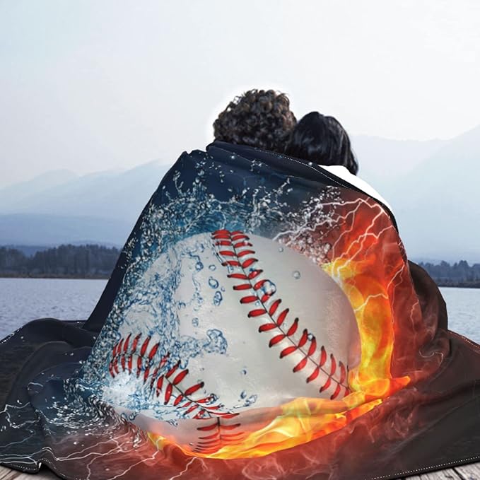 Baseball Printed Throw Blankets Lightweight Plush Fuzzy Cozy Soft Bedding, Fleece Throw Blankets All Season for Sofa Couch Bed 50x60 inches