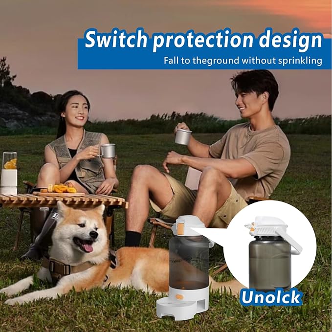 Dog Water Bottle Portable, 52oz Dog Travel Water Bottle, Dogs Water Dispenser for Camping Outdoor Walking Hiking (Pink)