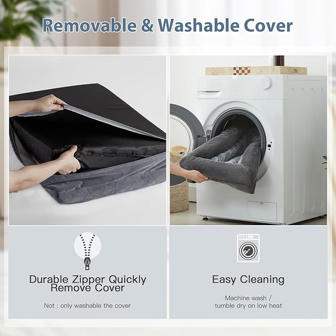 WNPETHOME XXL Extra Large Dog Bed, Washable Dog Couch with Removable Waterproof Cover, Orthopedic Large Pet Sofa Bed with Bolster Sides for Sleeping