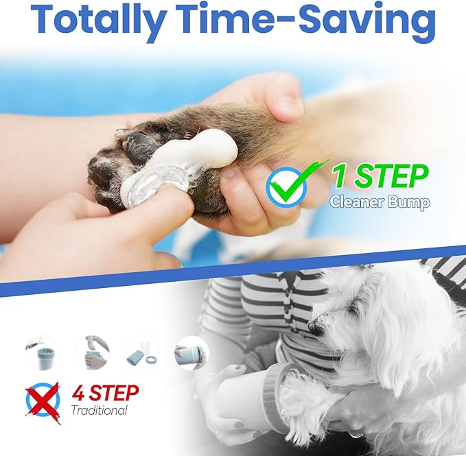 Paw Cleaner for Dogs & Cats,No-Rinse Foaming Dog Paw Cleaner Washer Cleanser,Hypoallergenic & pH-Balanced, 7 fl oz, with Scrubber Brush,Safe for Small, Medium & Large Pet, Puppy Clean Paws