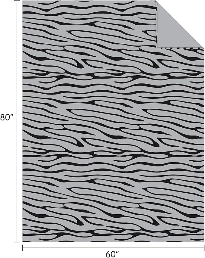 FY FIBER HOUSE Flannel Fleece Throw Blanket, Lightweight Cozy Plush Microfiber Bedspreads for Adults,60 by 80-Inch,Black Zebra