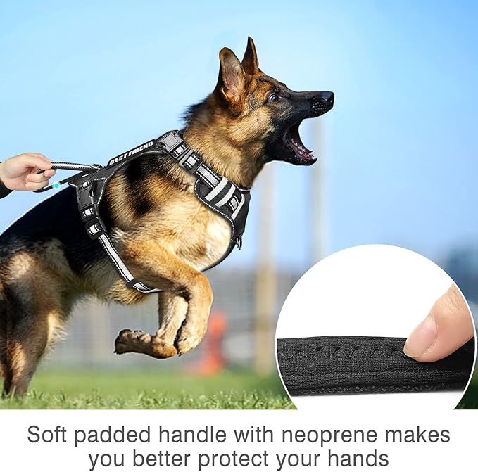 WINSEE Service Dog Vest No Pull Dog Harness with 7 Dog Patches, Reflective Pet Harness with Durable Soft Padded Handle for Training Small, Medium, Large, and Extra-Large Dogs (Small, Black)