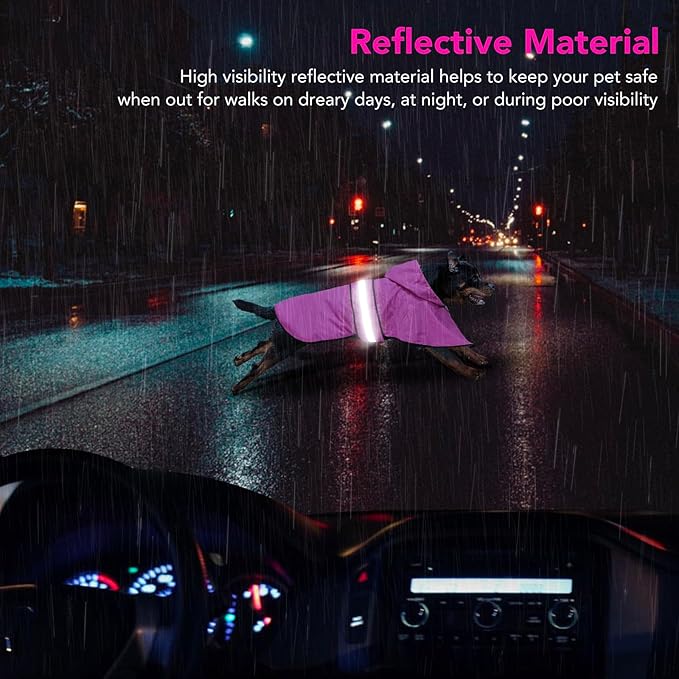 Waterproof Dog Raincoats - Hooded Raincoats for Dogs, Adjustable Reflective Dog Rain Coat, Windproof Dog Rain Jacket Pet Rain Slicker Poncho for Small, Medium, Large Dogs (Small, Pink)