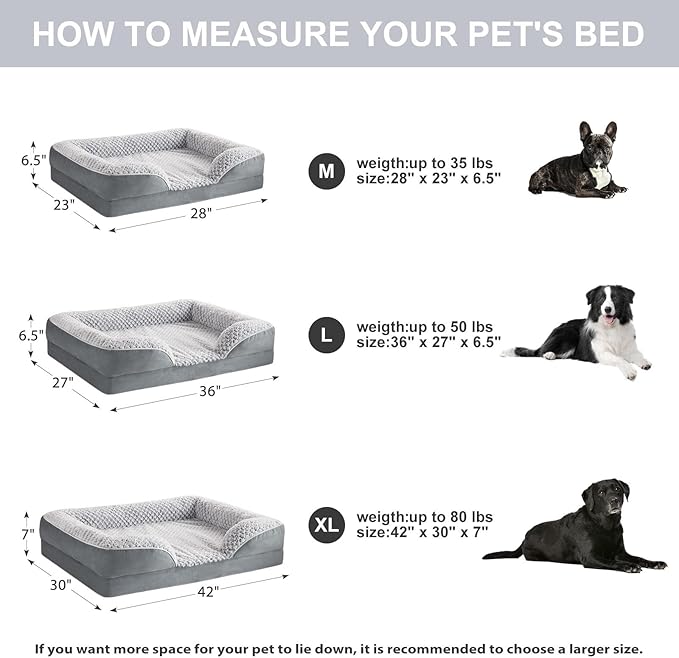 Orthopedic Dog Bed for Medium Dogs, Egg Crate Foam Bed for Medium Dogs, Equipped with Removable Waterproof Pillow Cover and Anti-Slip Bottom, Pet Bed