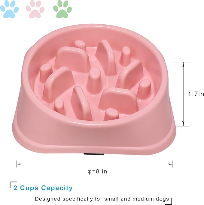 UPSKY Slow Feeder Small Dog Bowl - Anti-Slip Puzzle Bowl Feeder, Interactive Bloat Stop, Anti-Choking