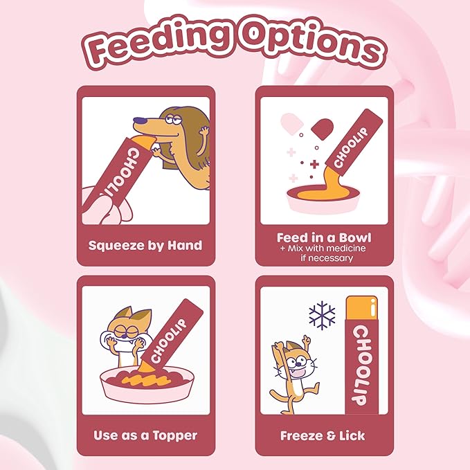 Choolip Squeeze Vita Stick Lickable Cat and Dog Treats – 7-Count Heart Support Sticks with Multivitamins, Soft Squeezable Paste for All Life Stages, Supporting Heart Health