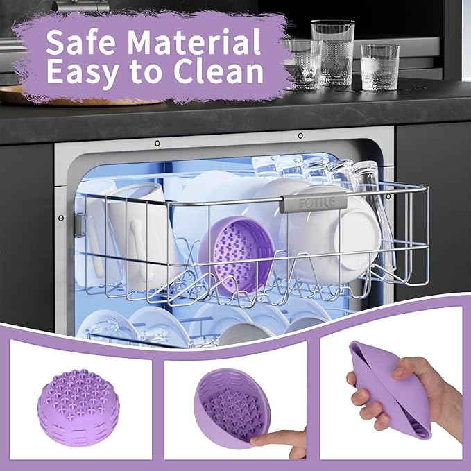 Purple Dog Puzzle Toy & Lick Mat for Bathing - Grooming Helper & Boredom Buster Slow Feeder Bowl with Suction Cups for Dogs and Cats - Interactive Treat Dispenser