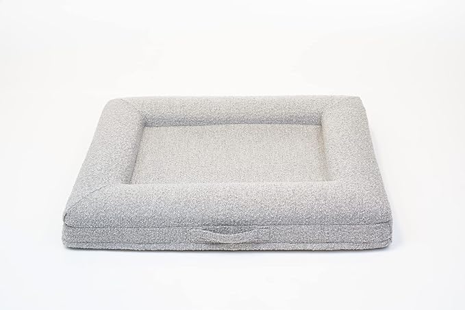 Luxury Boucle Orthopedic Memory Foam Dog Bed with Waterproof Liner and Machine Washable Cover with YKK Zippers (Medium, 37" L x 30" W x 6" Th, Sand)