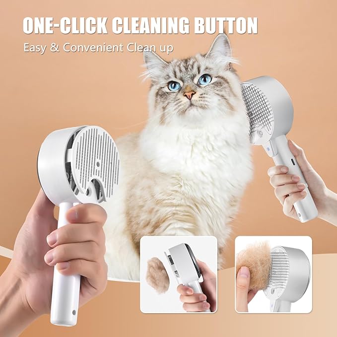 Cloud Care Cat Brush for Indoor Cat Steam Brush for Shedding Spritz Defur Comb for Cats Dogs Steam Brushes for Long Short Hair Cats Dogs Pet Steam Brushes for Massage Grooming Self-Cleaning