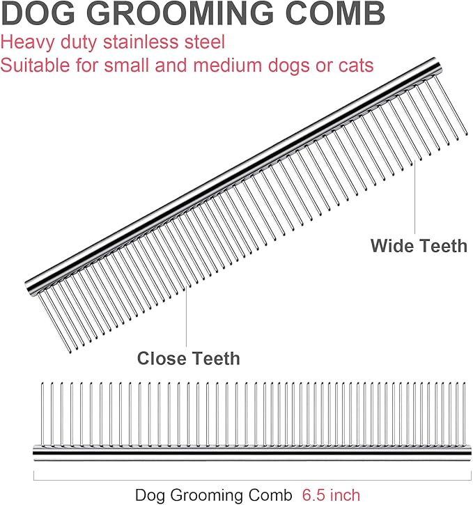 Dog Grooming Scissors with Safety Round Tips Stainless Steel Professional Dog Grooming Kit - Thinning, Curved Scissors and Comb for Cat Pet (Pink 4 in 1)