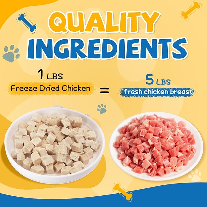 gazeupon Freeze Dried Chicken Treats for Dogs & Cats, Single Ingredient Natural and Healthy Training Treats & Food Topper, High Protein Dog Snacks,10.58 oz