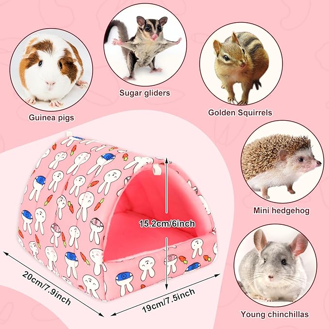 UPINS 2 Pack Guinea Pig Bed, Guinea Pig Hideout Washable Small Animal House Cage Accessories for Dwarf Rabbits Chinchillas Hamsters Hedgehogs Ferrets Bearded Dragons and Rats