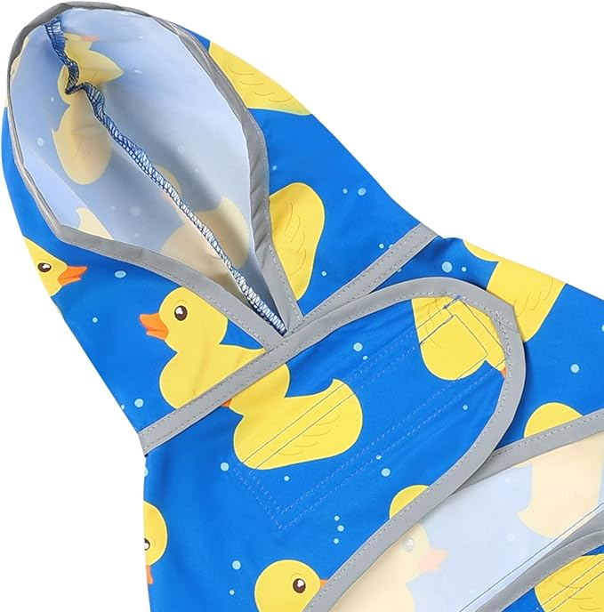 Dog Rain Coat for Large Dogs Waterproof Hooded Rain Jacket with Reflective Strips Leash Hole & Poncho Adjustable Fit (ShinyDuck,XXL)