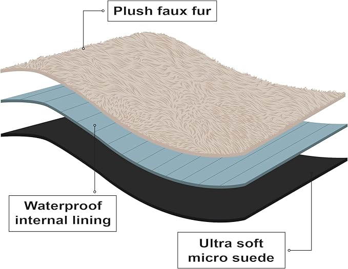 PawProof Fuzzy Pet Throw Blanket - Waterproof Blanket for Dogs & Cats - Faux Fur & Ultra-Soft Microsuede - Beige S Size (28"x38")