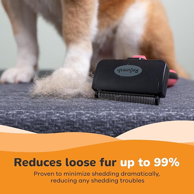 Deshedding Dog Brush for Short/Medium Hair (Medium,Pink) – Gentle Deshedding tool for Dogs & Cats – Reduces shedding, without damaging topcoat. Removes Loose Fur & Dead Undercoat.