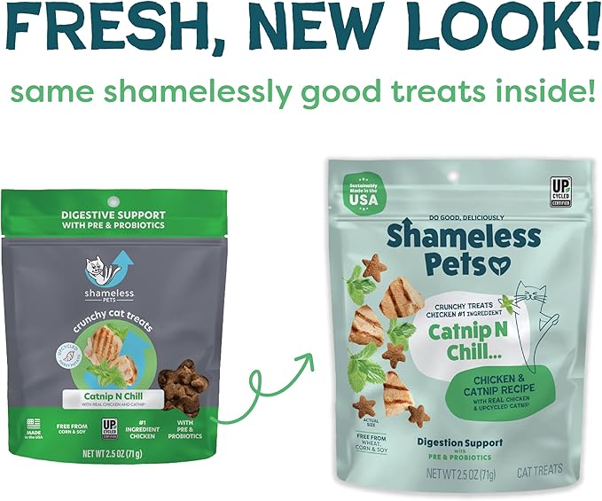 Shameless Pets Digestive Health Catnip Chicken Crunchy Cat Treats
