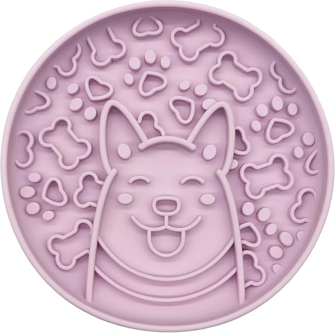 Slow Feeder Bowl Dog, Pet Food Mat with Non-Slip Silicone Base, for Fast Eaters Healty Eating,Easy Clean Dishwasher Safe,for Small Medium Dogs Cats.(Light Purple)
