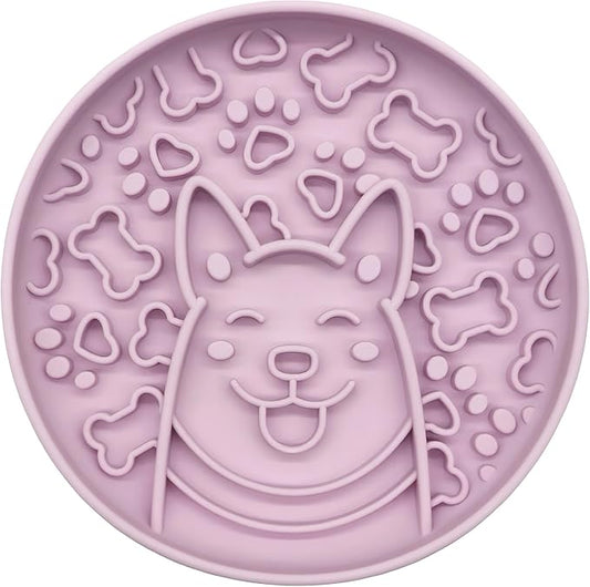 Slow Feeder Bowl Dog, Pet Food Mat with Non-Slip Silicone Base, for Fast Eaters Healty Eating,Easy Clean Dishwasher Safe,for Small Medium Dogs Cats.(Light Purple)