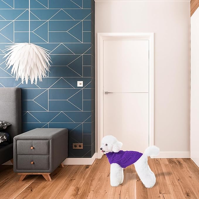 BINGPET Thermal Knitted Dog Sweater for Small Medium Large Dogs,Winter Puppy Cat Coat Warm Sweartershirts Outfits,Classic Cable Knit Turtleneck Pullover Dog Jumper Coat Warm Sweartershirts