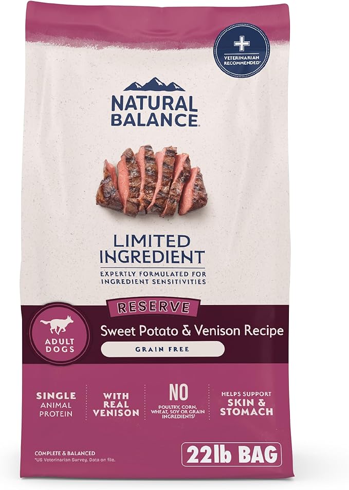 Natural Balance Limited Ingredient Adult Grain-Free Dry Dog Food, Reserve Sweet Potato & Venison Recipe, 22 Pound (Pack of 1)