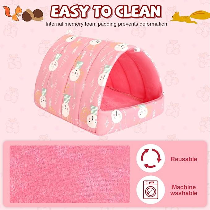 UPINS 2 Pack Guinea Pig Bed, Guinea Pig Hideout Washable Small Animal House Cage Accessories for Dwarf Rabbits Chinchillas Hamsters Hedgehogs Ferrets Bearded Dragons and Rats