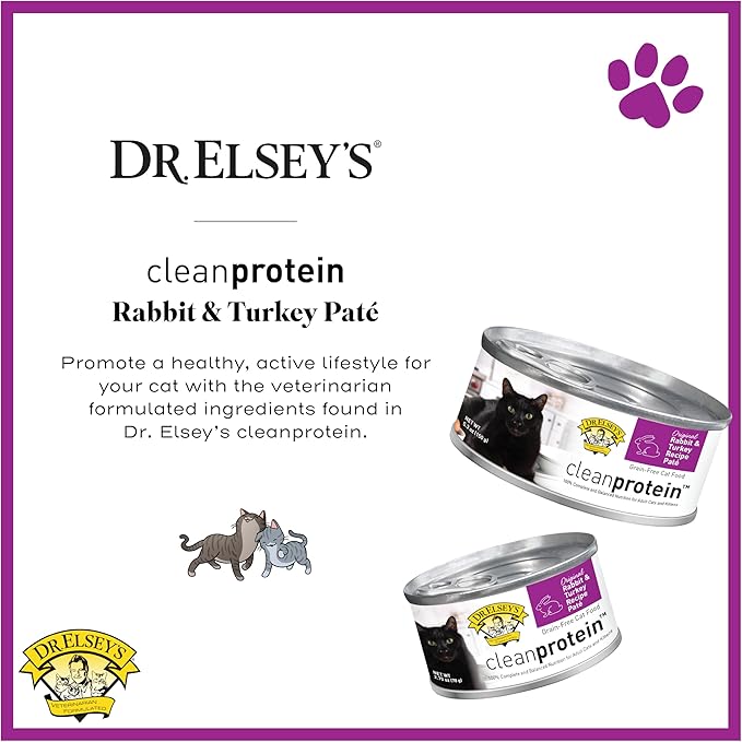 Dr. Elsey's cleanprotein Original Rabbit & Turkey Recipe Wet Cat Food, (Pack of 24), 2.75oz Cans