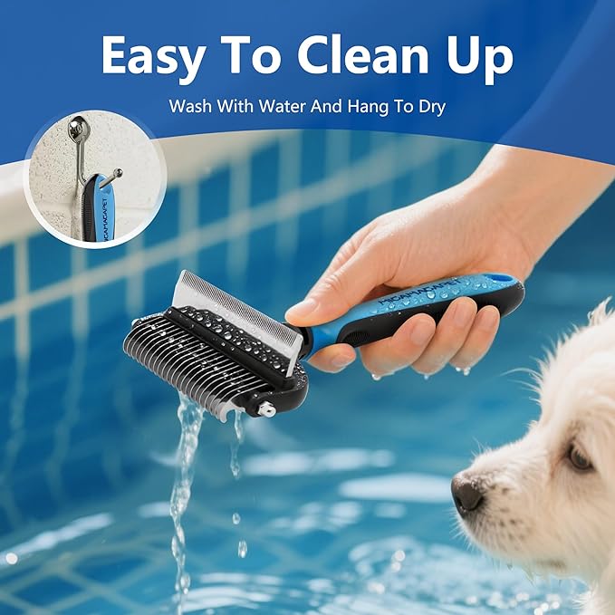 Pet Grooming Set with Shedding Brush and Dematting Comb,Brush for Long-haired Dogs,Dog Shedding Brush,Stainless steel teeth remove tangled hair,Pet Grooming Tools-Large