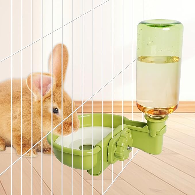 VANNON 16oz Pet Water Bottle, Gravity Dog Water Bowl Dispenser for Cage, Anti-Overflow Water Dispenser for Small Dogs, Cats, Rabbits and Other Small Animals, BPA Free, Gradient Green