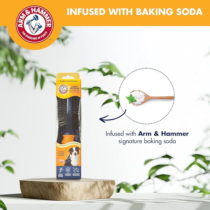 Arm & Hammer “Simply Calm” Dog Grooming Pin & Bristle Deodorizing Brush with Fragrance Transfer Technology – Scented 2-in-1 Brush for Detangling & Shedding, Sweet Lily & Vanilla Scent