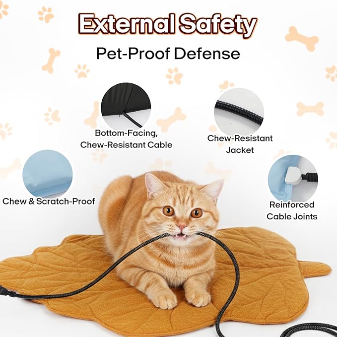 Yellow Leaf-Shaped Extra Large Dog Heating pad (57"x47"), Pet Heating Pad for Dogs and Cats, Waterproof, Adjustable Temperature, Safe & Machine Washable,for Indoor/Outdoor Use