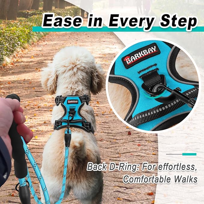 BARKBAY Dog Harness No Pull for Small Dogs - Adjustable, Reflective, Comfortable, No Choke, Heavy-Duty - Perfect for Outdoor Training, Walking, and Hiking - Strong & Durable - XS & Blue