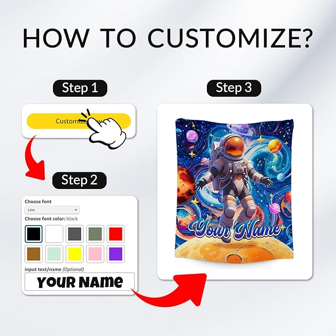 Blankets for Boys - Customize Planet Blanket for Kids/Men - Comfy Cozy Flannel Throws for Couch, Room Decor - 4 Sizes