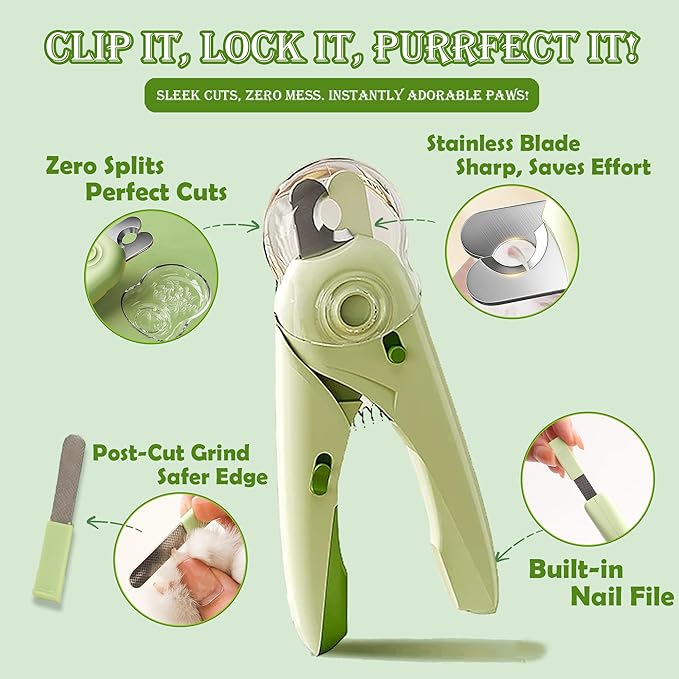 3PCS Cat Grooming Kit, Nail Clipper Trimmer and Nail File, Brush for Shedding, Comb for Long Haired Cats, Pet Supplies and Essentials, Gifts for Cat Lover