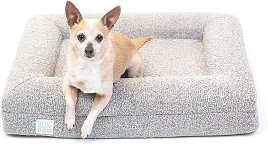 Luxury Boucle Orthopedic Memory Foam Dog Bed with Waterproof Liner and Machine Washable Cover with YKK Zippers (Small, 29" L x 23" W x 6" Th, Sand)