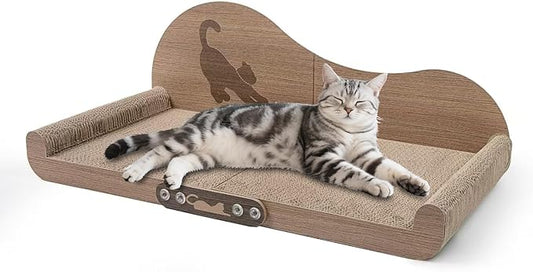 23.6" x 11.8" Large Cat Scratcher Couch, Sofa Shaped Cat Scratcher Bed Cardboard, Cat Couch Scratcher for Indoor Cats, Furniture Protector Stylish, Reversible Design