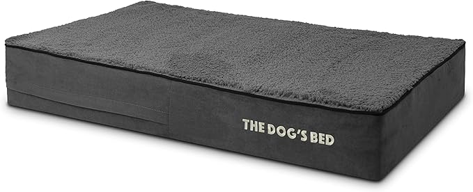 The Dog’s Bed Orthopedic Memory Foam Dog Bed, Large Grey Plush, Pain Relief for Arthritis, Hip & Elbow Dysplasia, Post Surgery, Lameness, Supportive, Calming, Waterproof Washable Cover
