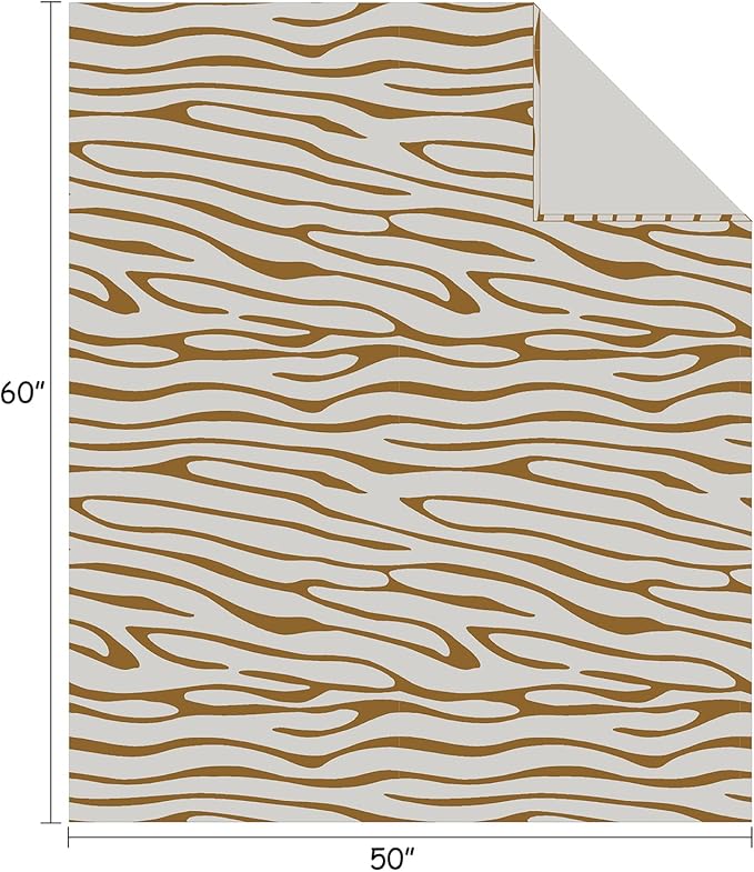 FY FIBER HOUSE Flannel Fleece Throw Microfiber Blanket with 3D Zebra Print,50 by 60-Inch,Brown