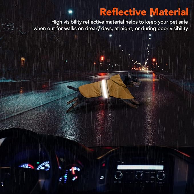 Waterproof Dog Raincoats - Hooded Raincoats for Dogs, Adjustable Reflective Dog Rain Coat, Windproof Dog Rain Jacket Pet Rain Slicker Poncho for Small, Medium, Large Dogs (Small, Yellow)